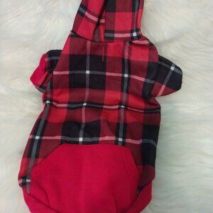 BingPet Dog Pet Red Plaid hoodie outfit clothes size Medium